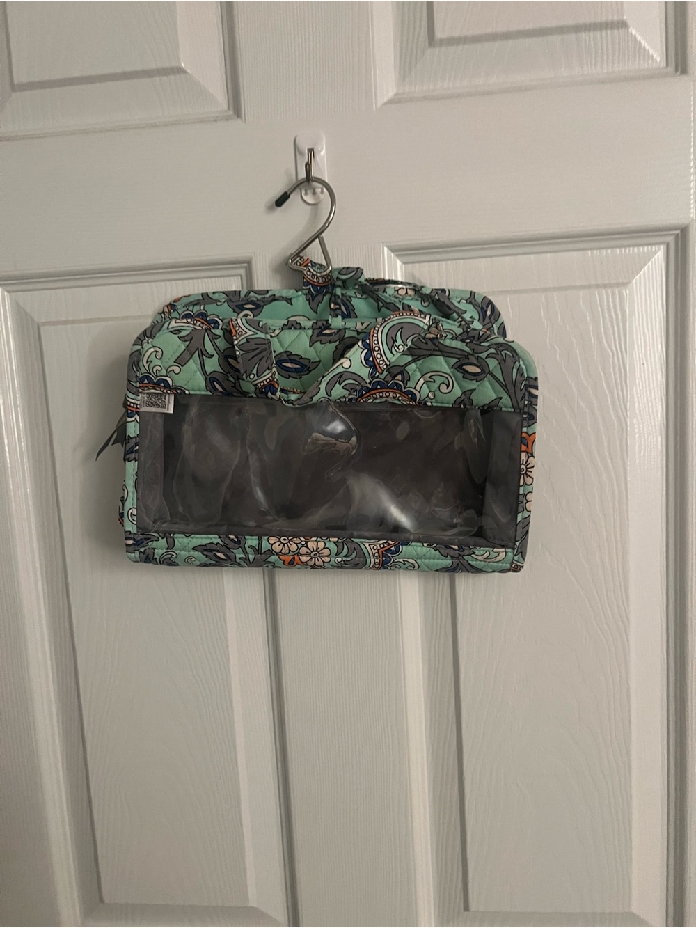 Vera Bradley Mint and Gray Paisley Quilted Zip Pouch